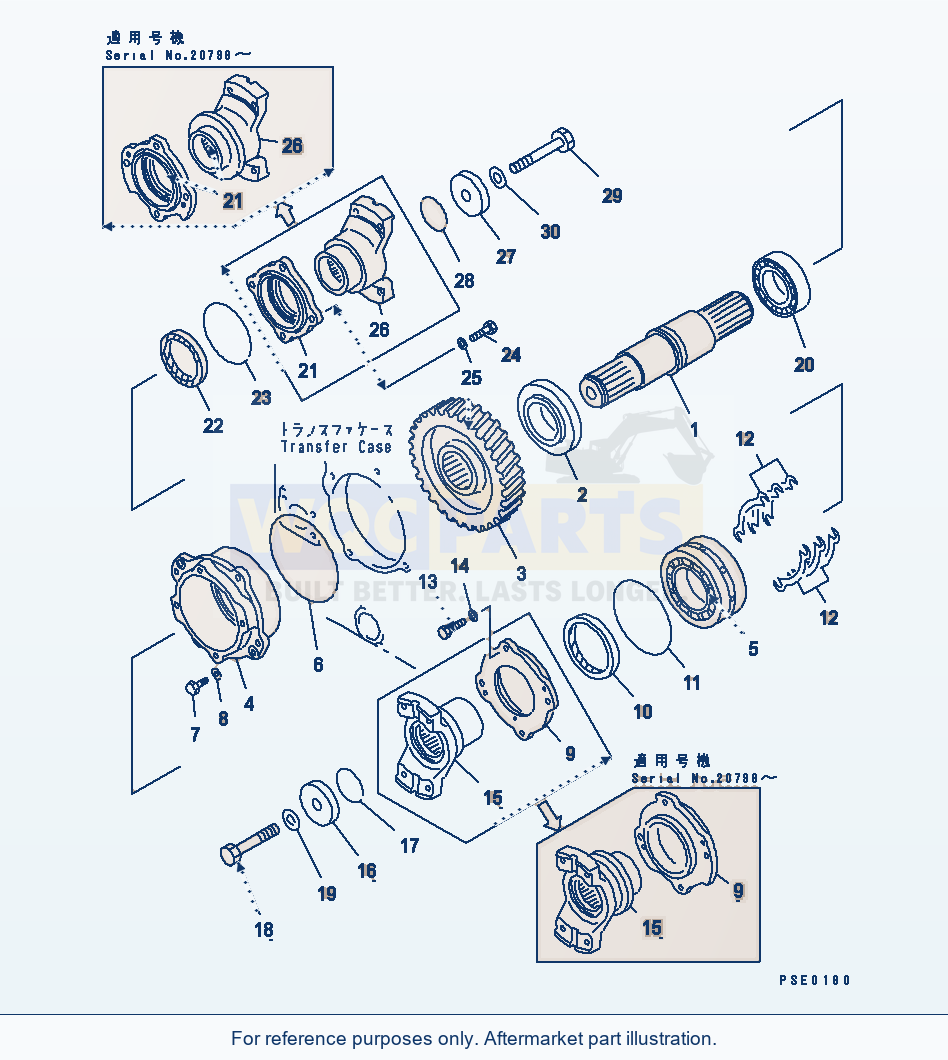 Komatsu WA500-1 Transfer Output Shaft Serial 10001-UP parts diagram
