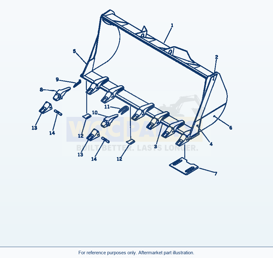 Komatsu WA500-1 Bucket, 4.0m³ (Straight Edge) (With Tooth) parts diagram