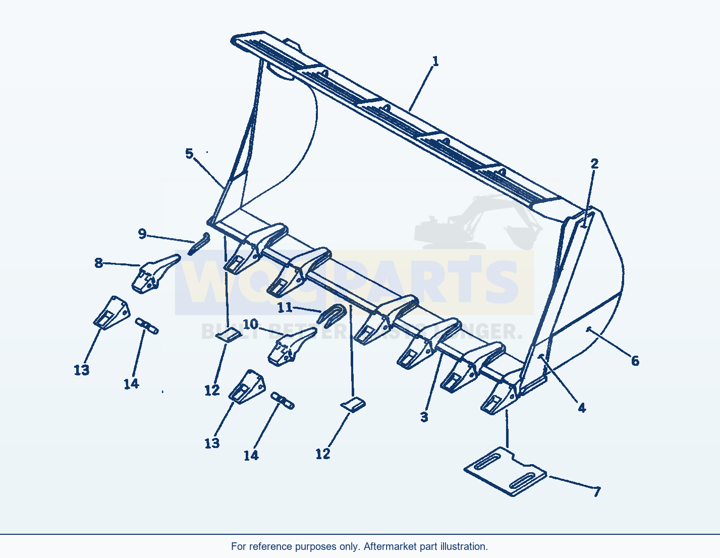 Komatsu WA500-1 Bucket, 4.0m³ (With Tooth) parts diagram
