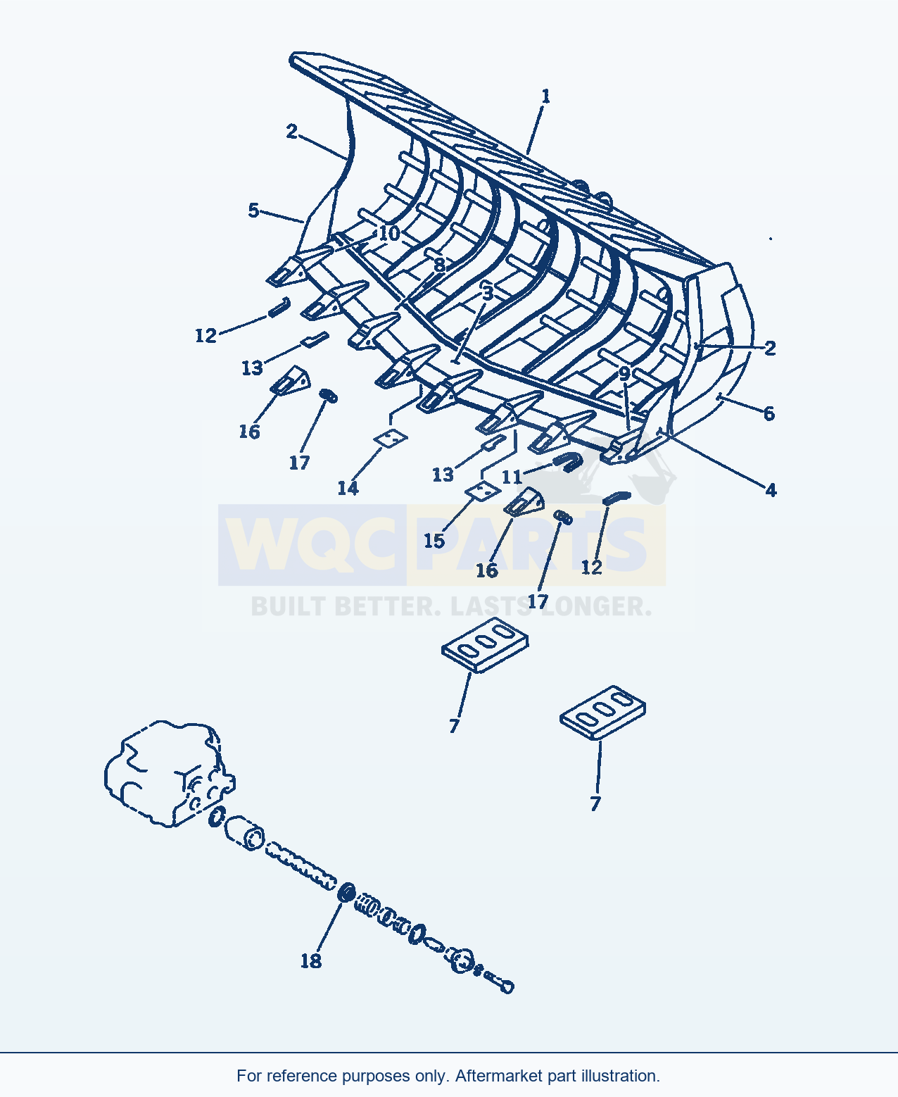 Komatsu WA500-1 Skeleton Bucket (With Tooth) Serial 10001-UP parts diagram