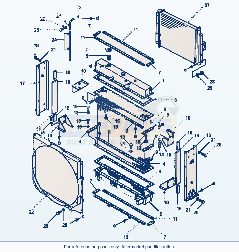 Komatsu WA500-1LC Radiator Assembly parts diagram
