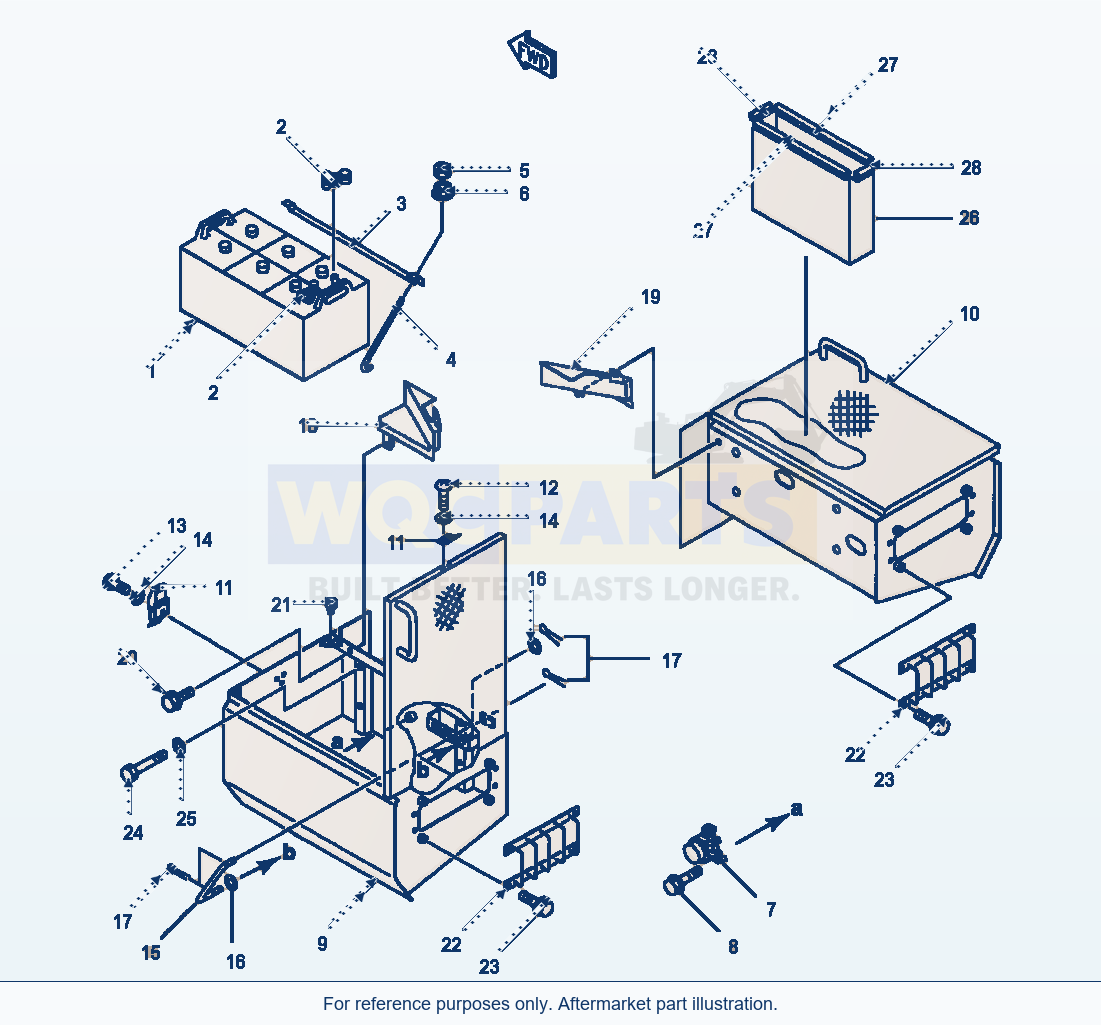 Komatsu WA500-1LC Battery, Battery Box, And Battery Relay parts diagram