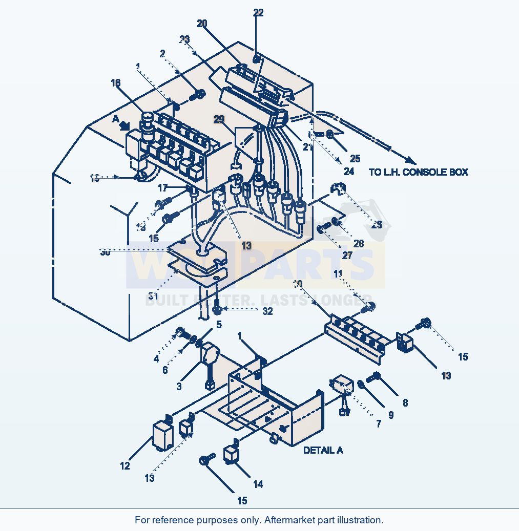 Komatsu WA500-1LC Electrical System - R.H. Console Box parts diagram