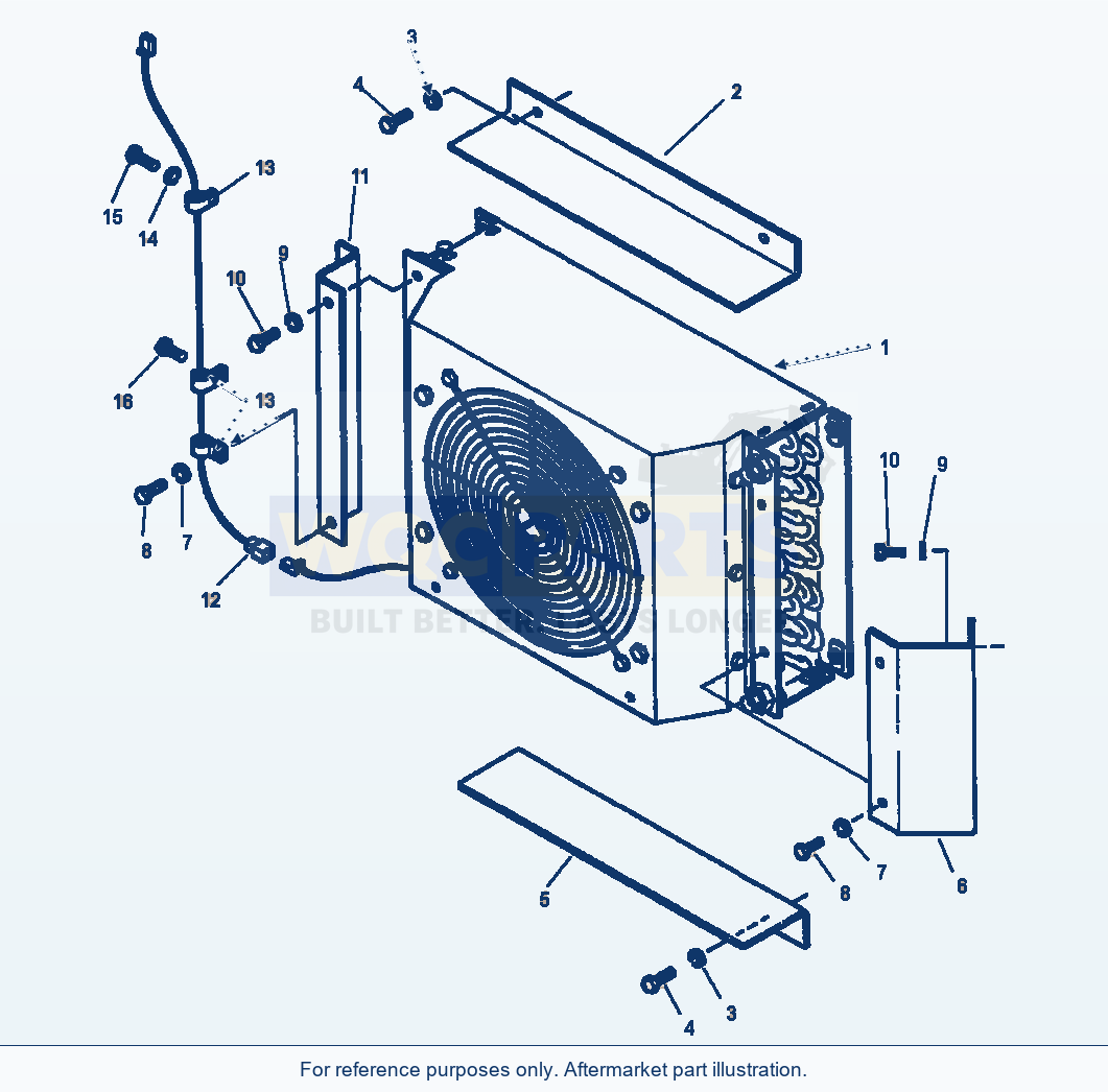 Komatsu WA500-1LC Air Conditioner - Condenser Mounting parts diagram