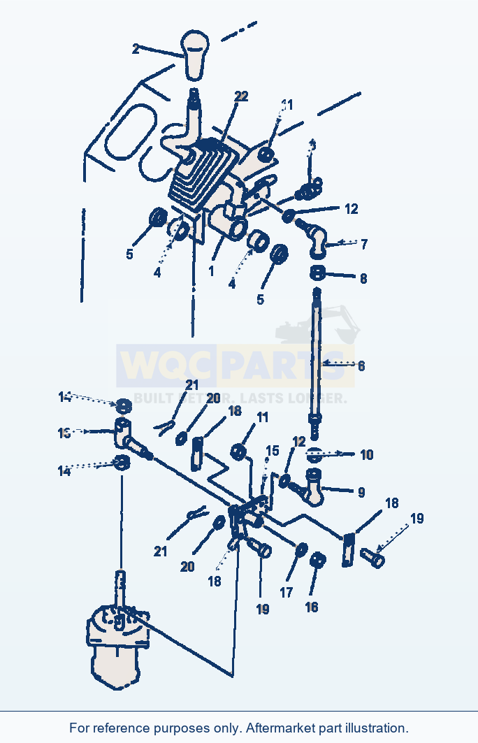 Komatsu WA500-1LC Front Attachment Control Lever parts diagram
