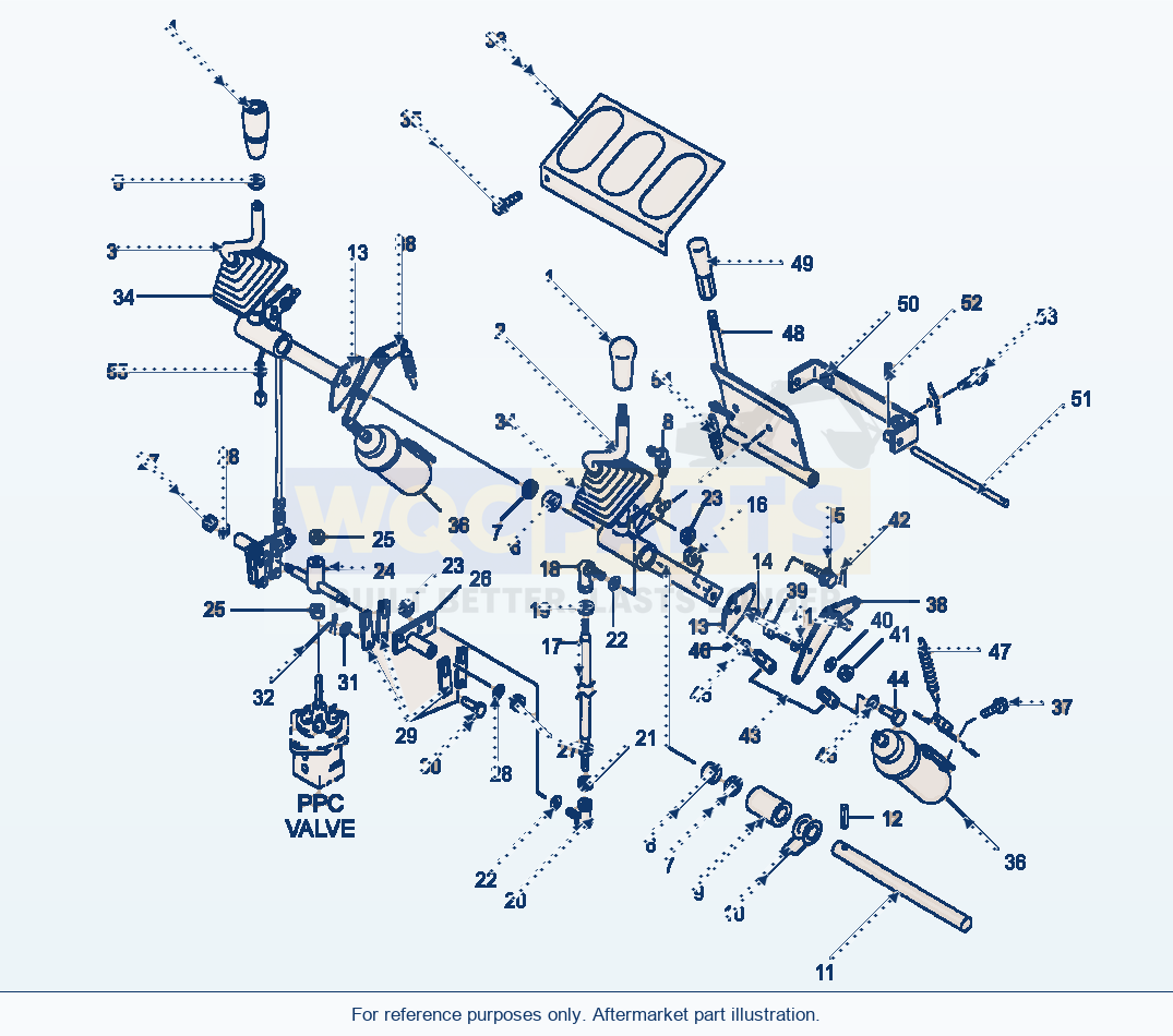 Komatsu WA500-1LC Work Equipment Control Levers parts diagram