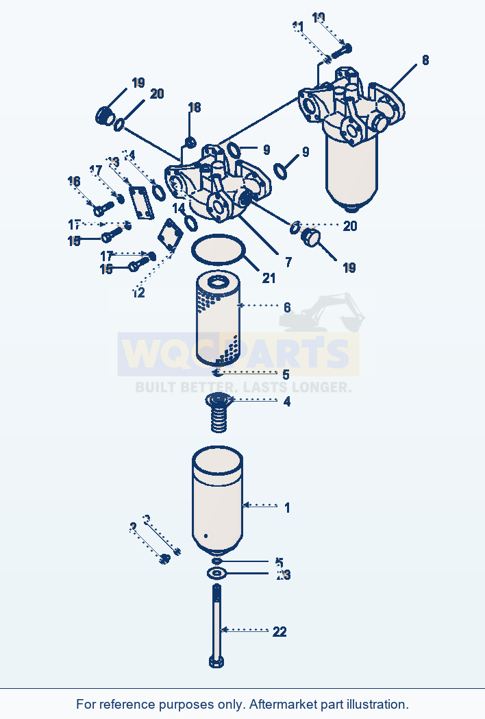 Komatsu WA500-1LC Transmission Oil Filter Assembly parts diagram