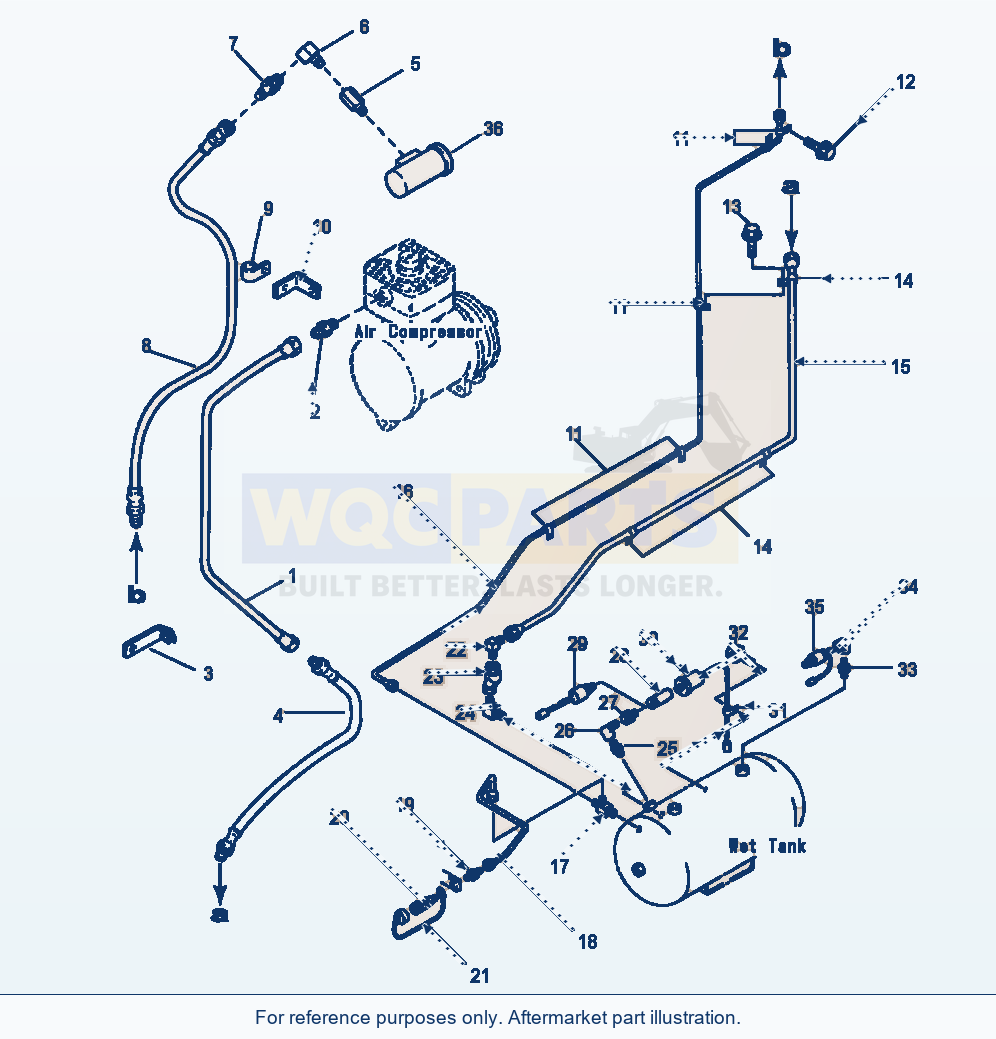 Komatsu WA500-1LE Air Piping Air Compressor To Wet Tank parts diagram