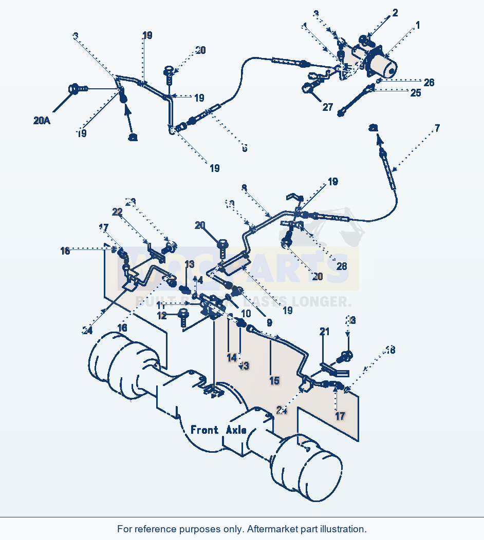 Komatsu WA500-1LE Brake Oil Piping Brake Chamber To Front Axle parts diagram