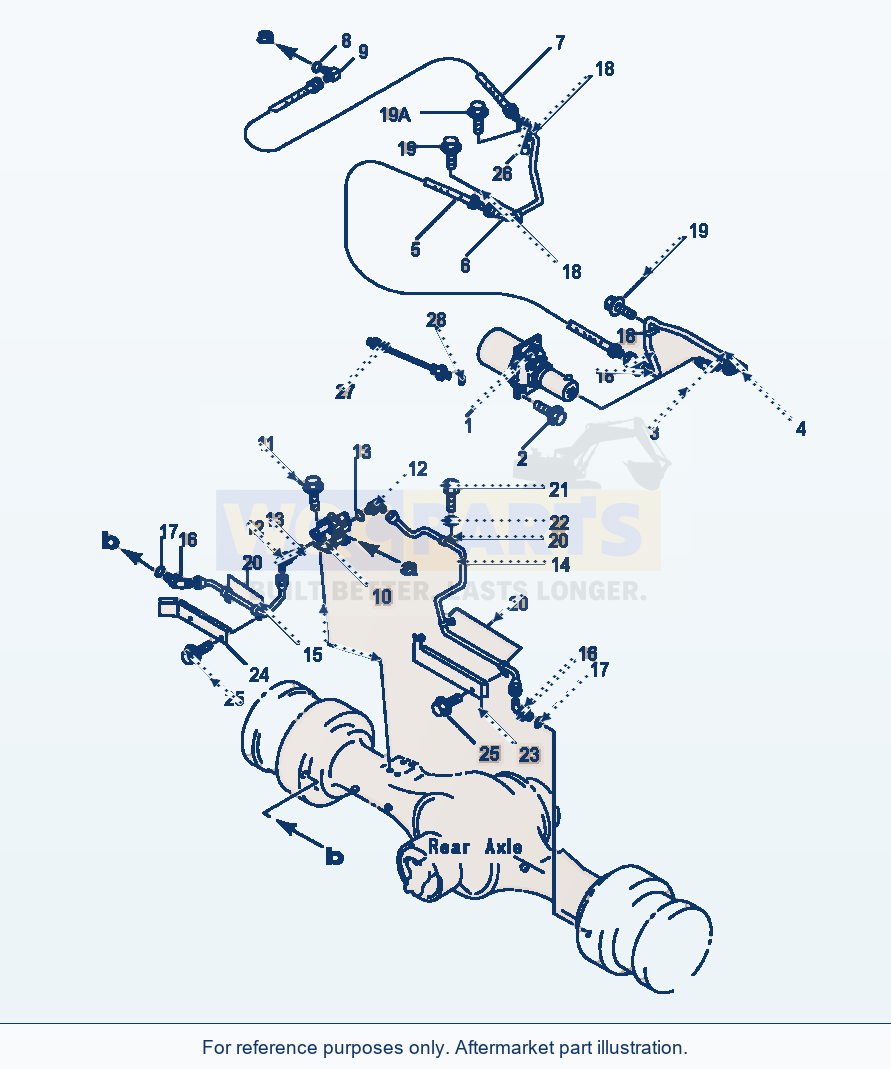 Komatsu WA500-1LE Brake Oil Piping Brake Chamber To Rear Axle parts diagram
