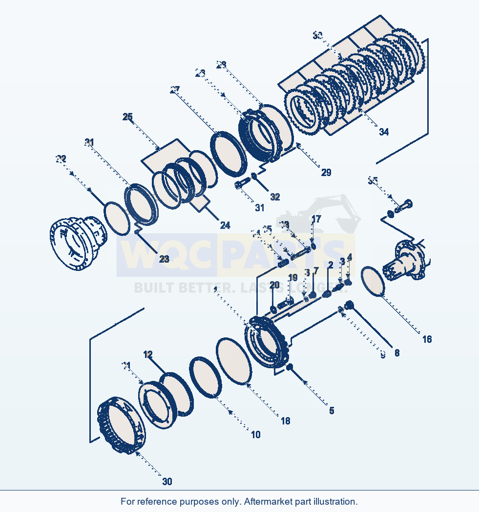 Komatsu WA500-1LE Front And Rear Axles Wheel Brake parts diagram