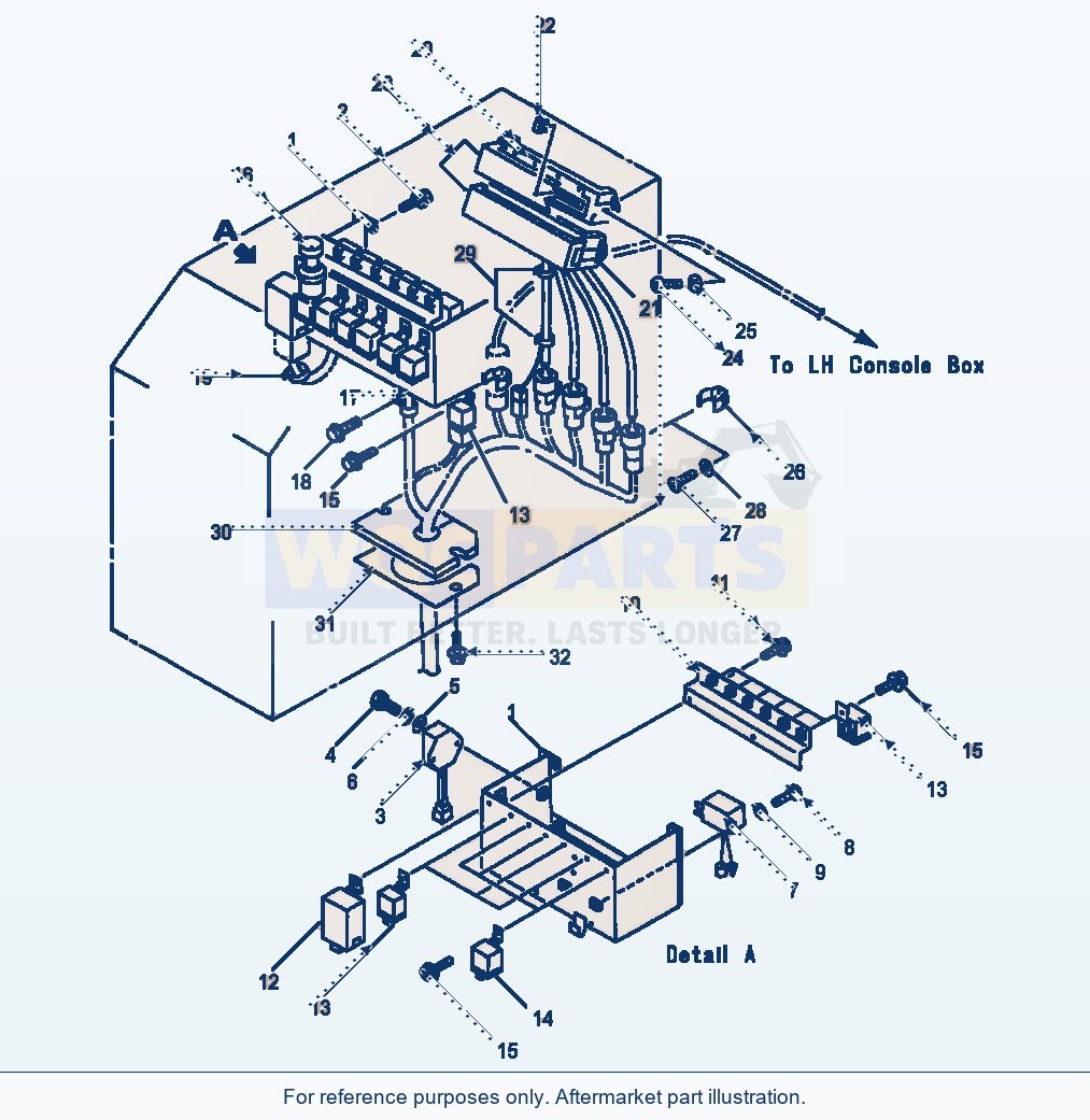 Komatsu WA500-1LE Electrical System Console Box, R.H. parts diagram