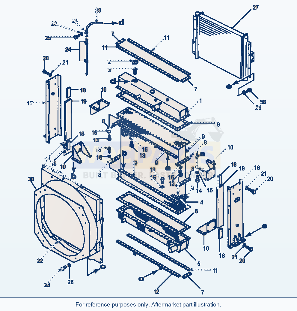 Komatsu WA500-1LE Radiator Assembly parts diagram