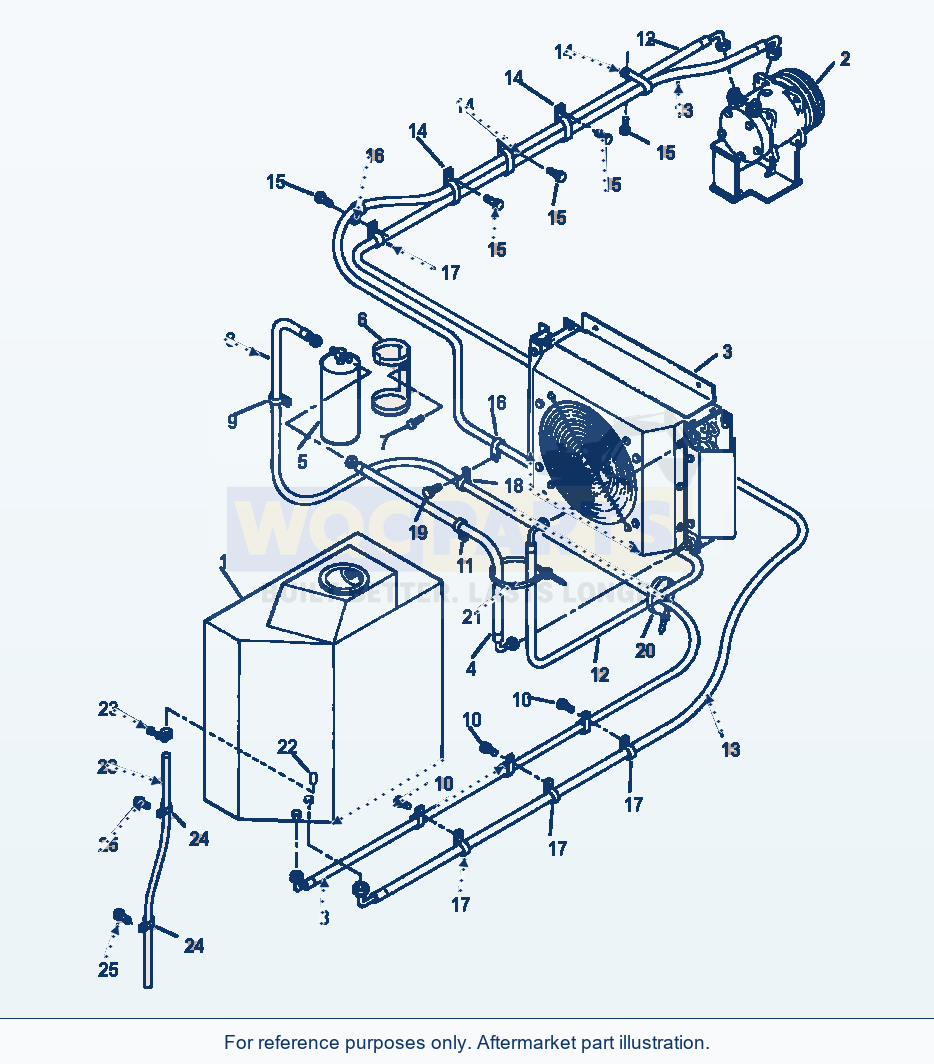 Komatsu WA500-1LE Cab Air Conditioner Piping parts diagram