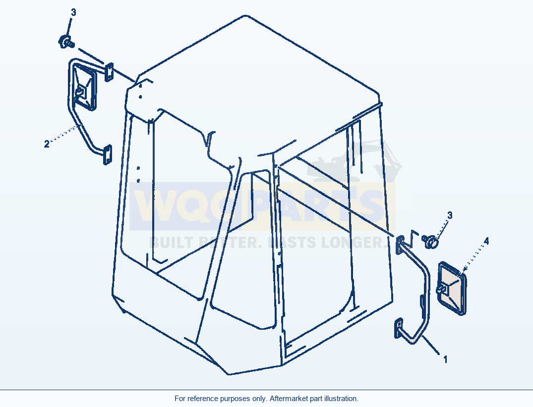 Komatsu WA500-1LE Outside Rear View Mirror (Machines With Cab) parts diagram