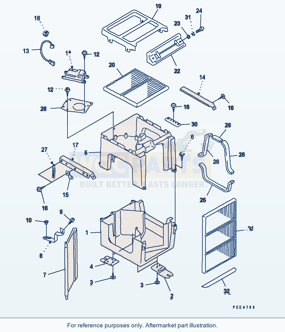 Komatsu WA500-3 Air Conditioner (Damper) parts diagram