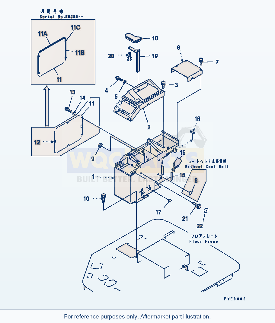 Komatsu WA500-3 Floor (R.H.Console Box)(#50001-52000) parts diagram