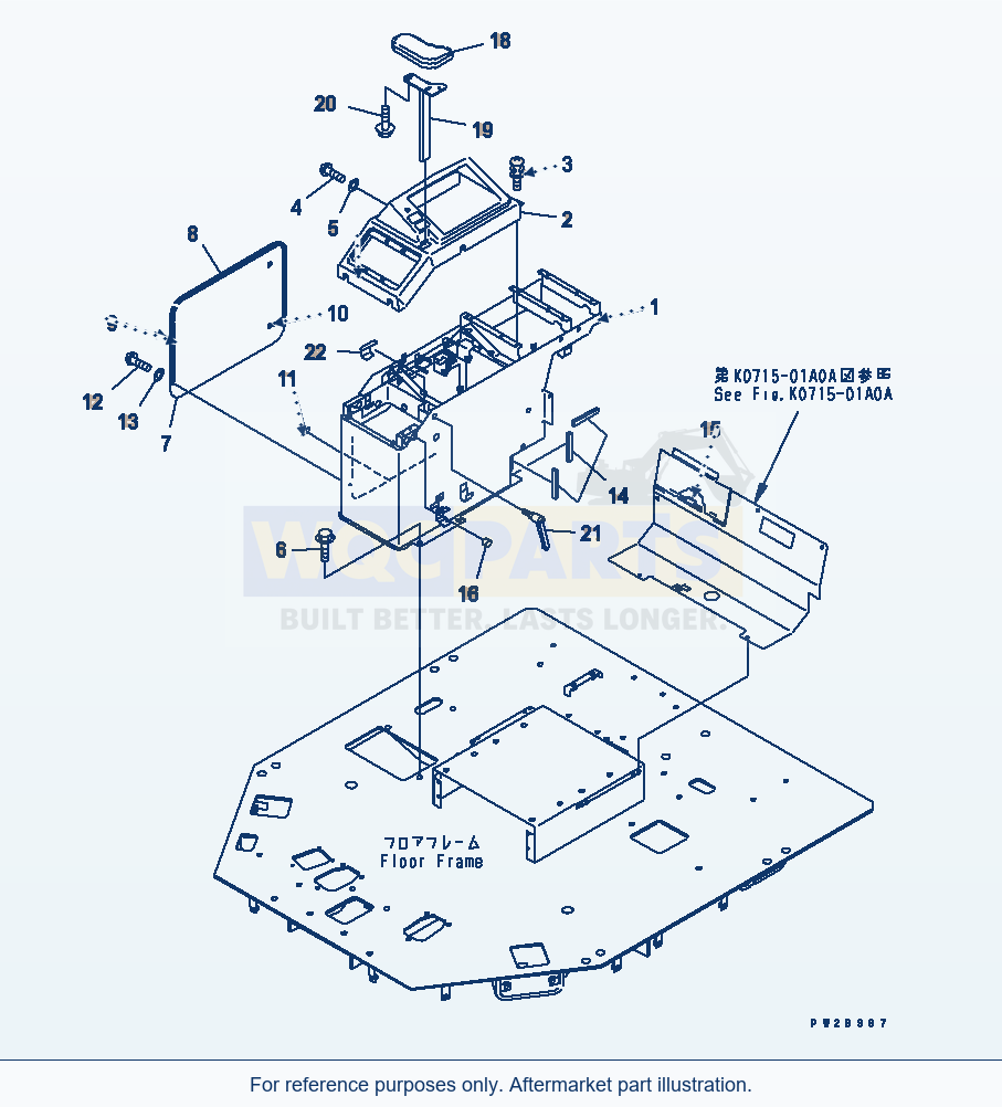 Komatsu WA500-3 Floor (R.H.Console Box)(#52001-) parts diagram