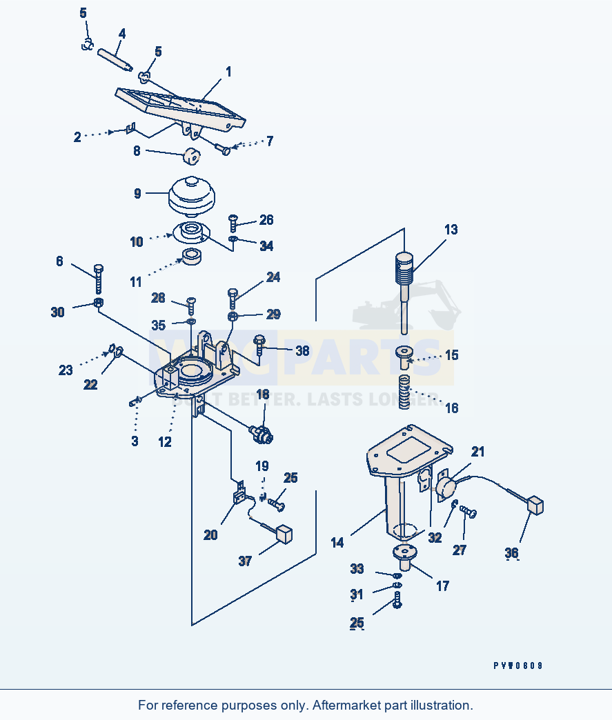 Komatsu WA500-3 Floor Sub (Accelerator Pedal)(#52019-) parts diagram