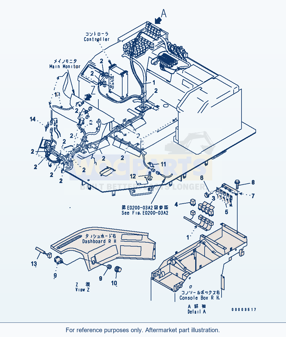 Komatsu WA500-3 Floor Sub (Additional Harness)(#54001-) parts diagram