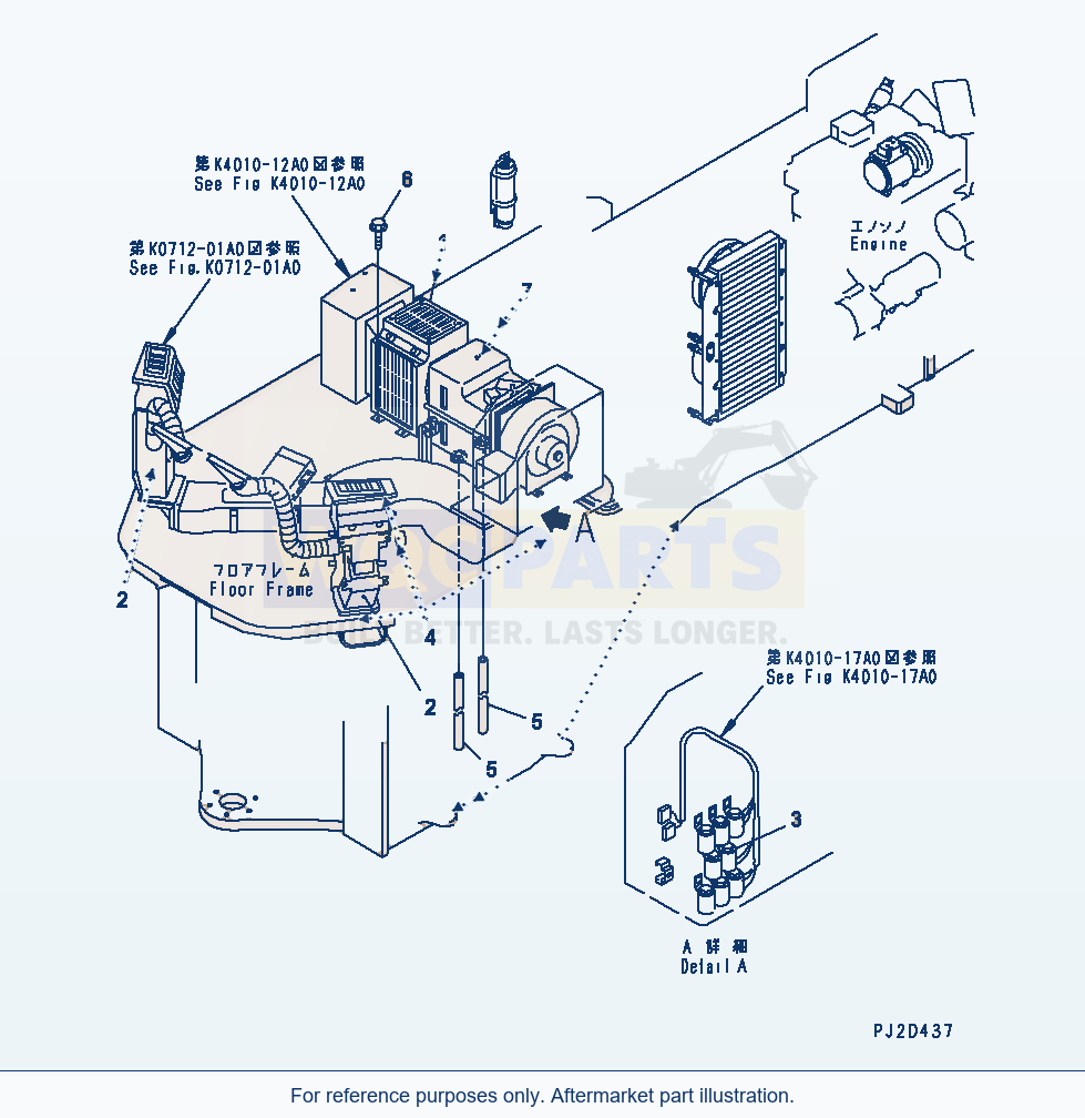 Komatsu WA500-3 Floor Sub (Air Conditioner Kit)(#52019-) parts diagram
