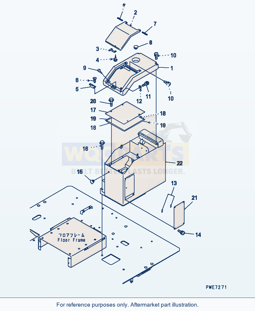 Komatsu WA500-3 Floor Sub (L.H. Console Box)(#52019-) parts diagram