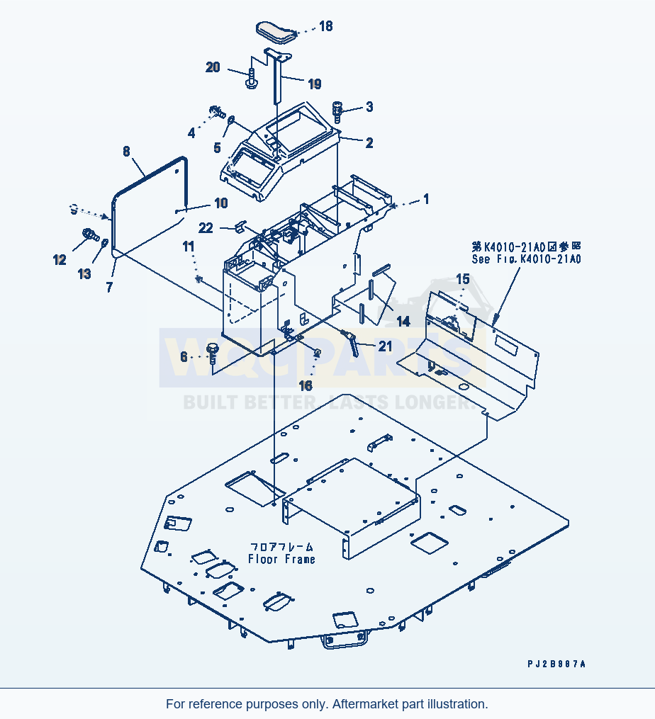 Komatsu WA500-3 Floor Sub (R.H. Console Box)(#52019-) parts diagram