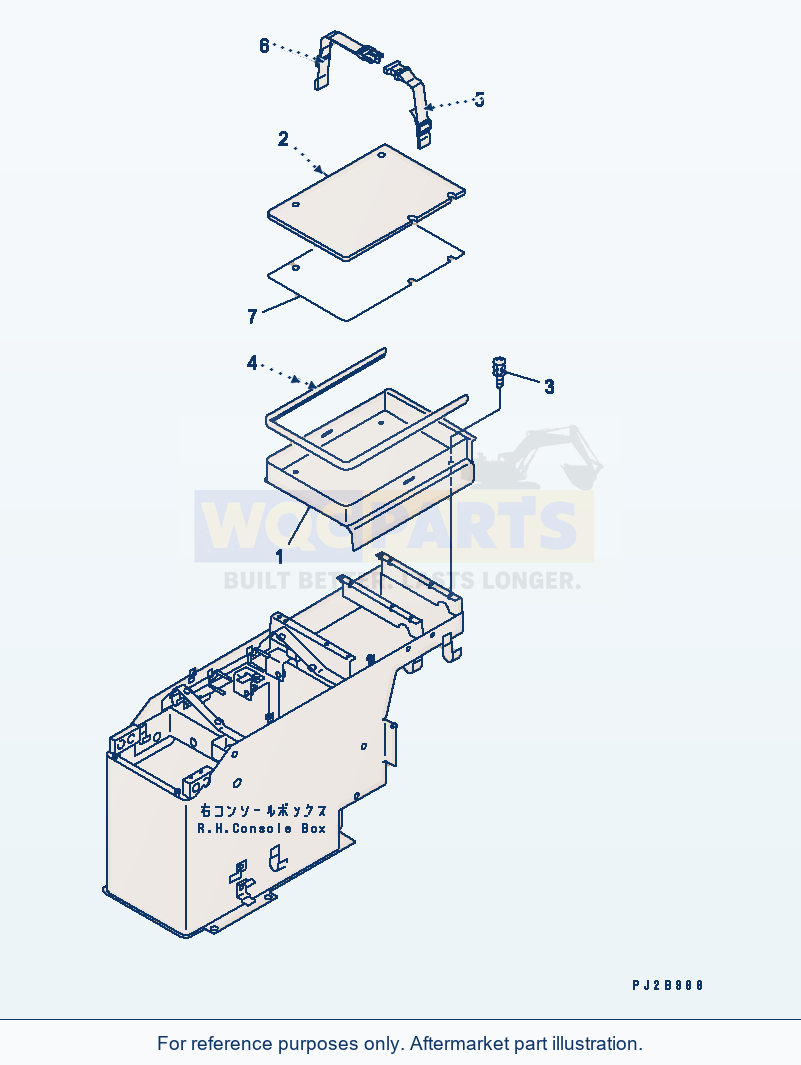 Komatsu WA500-3 Floor Sub (R.H. Console Box Case)(#52019-) parts diagram