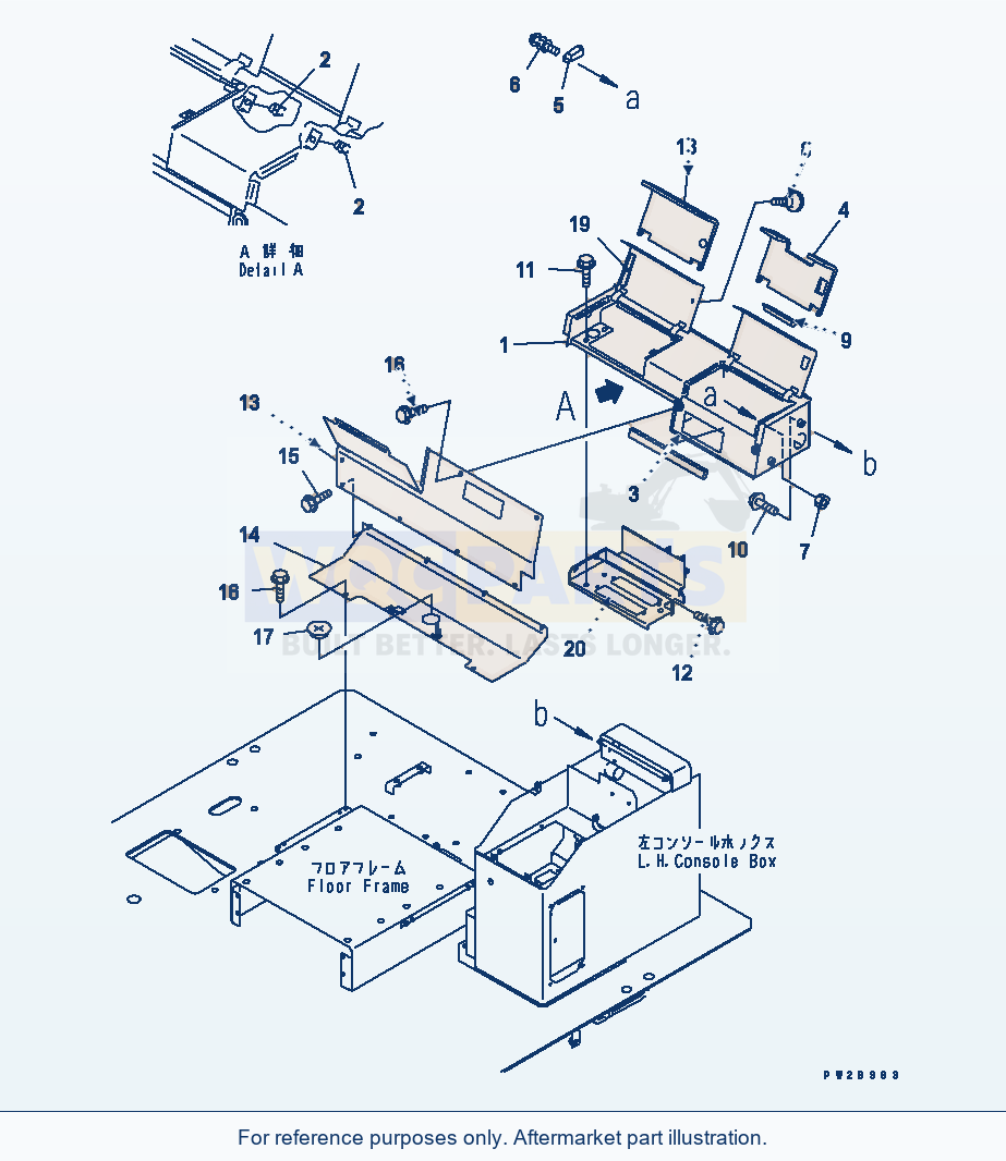 Komatsu WA500-3 Floor Sub (Rear Console Box)(#52019-) parts diagram
