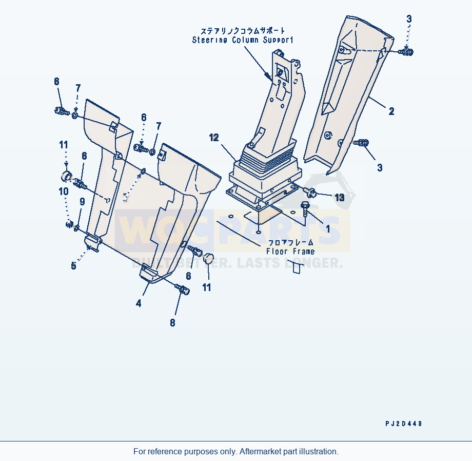 Komatsu WA500-3 Floor Sub (Wheel Column Cover)(#52019-) parts diagram