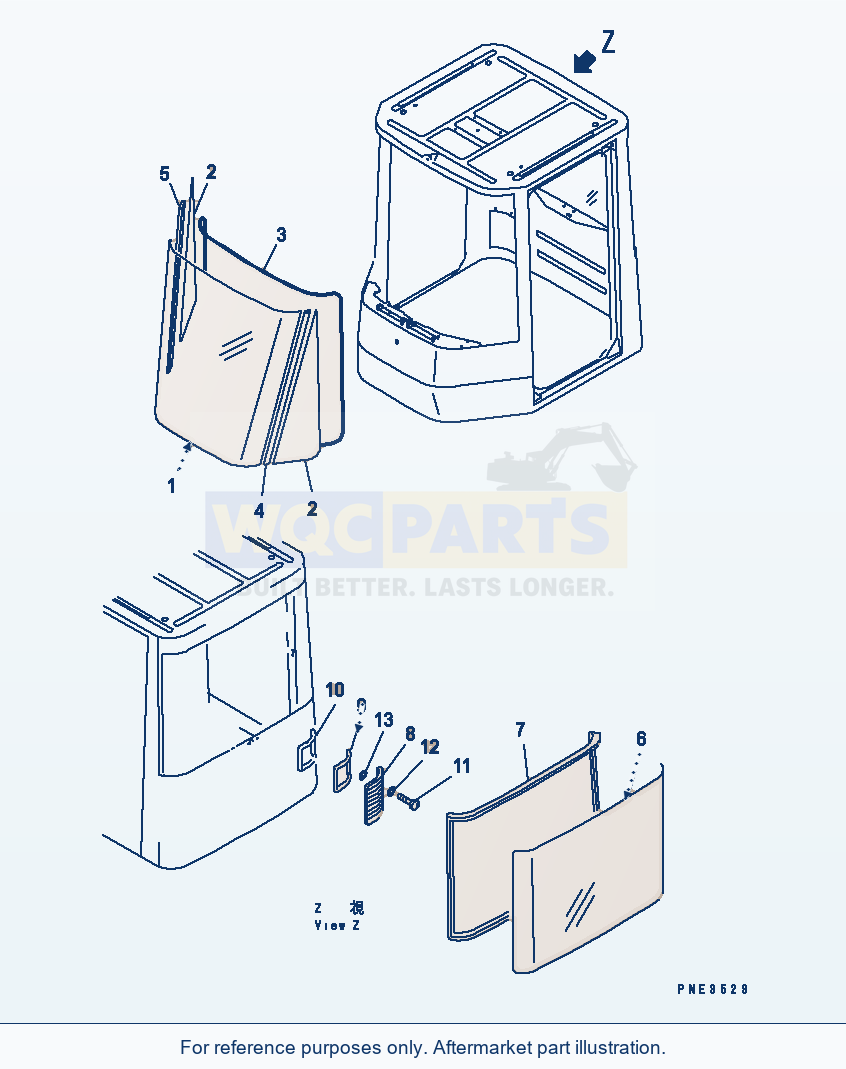 Komatsu WA500-3 Operator'S Cab (Window)(#50001-52000) parts diagram