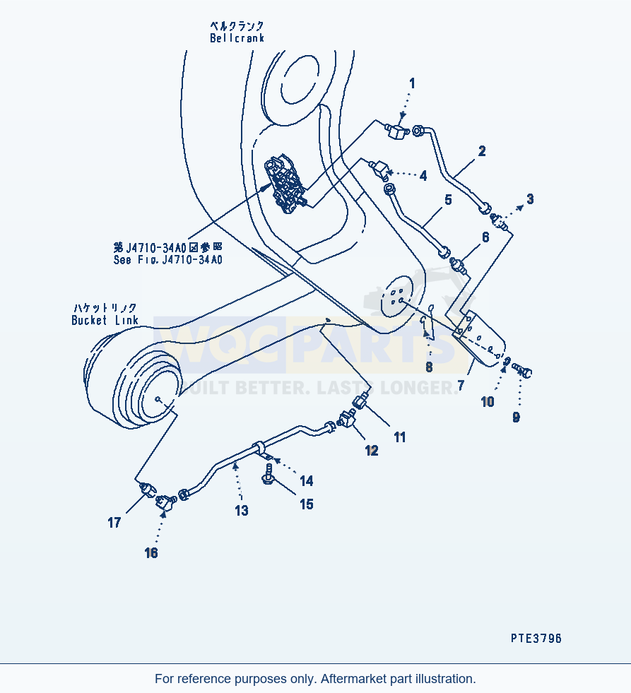 Komatsu WA500-3 Remote Grease (Auto Grease) (Bucket Link Line) parts diagram