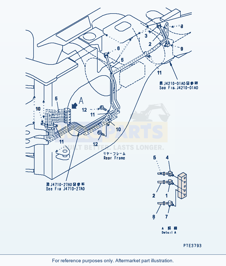 Komatsu WA500-3 Remote Grease (Auto Grease) (Rear Axle) parts diagram