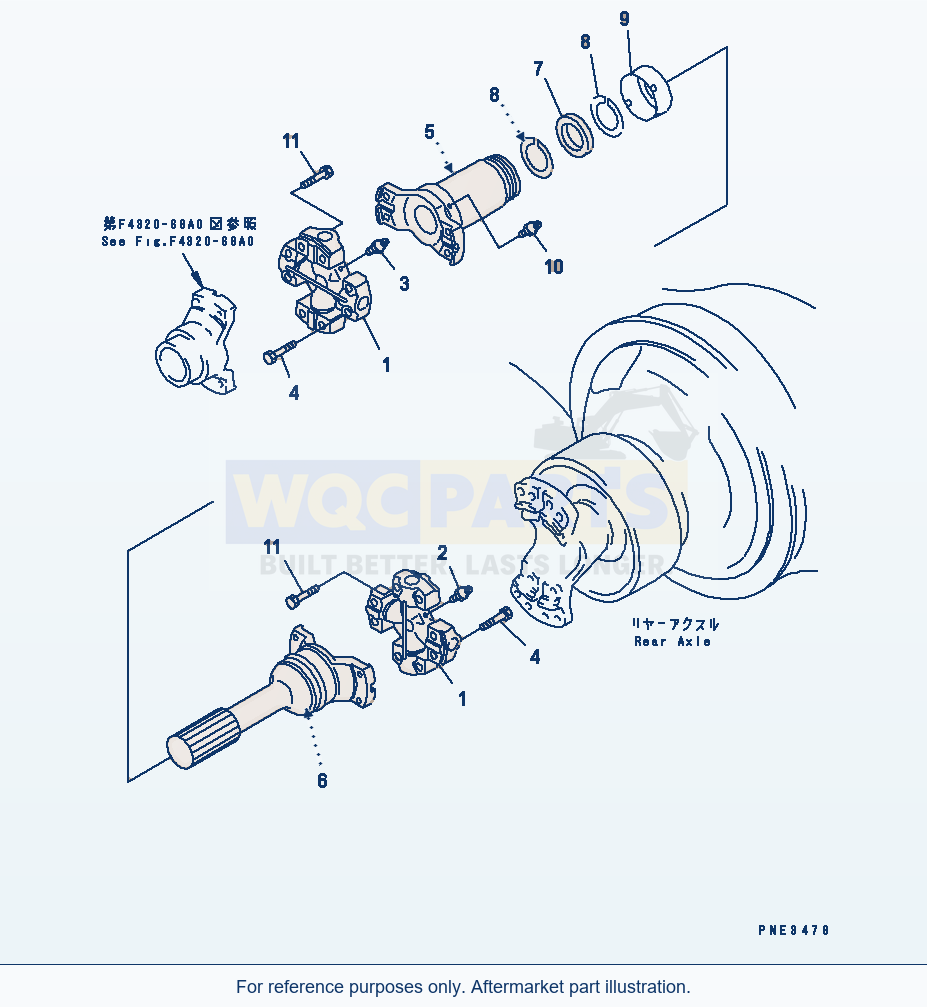 Komatsu WA500-3 Drive Shaft (Rear Axle Side) parts diagram