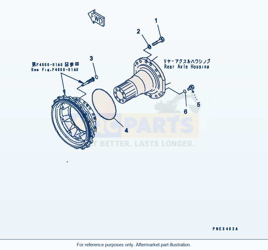 Komatsu WA500-3 Rear Axle (Wheel Brake Mounting Parts) parts diagram