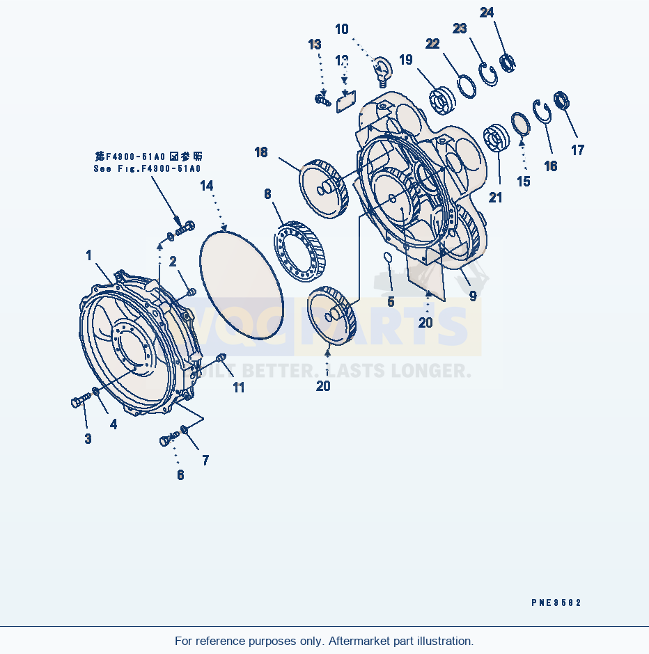 Komatsu WA500-3 Torque Converter Case parts diagram