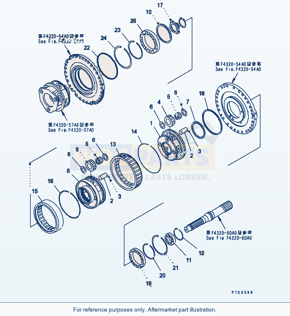 Komatsu WA500-3 Transmission (Reverse And Forward Carrier) parts diagram