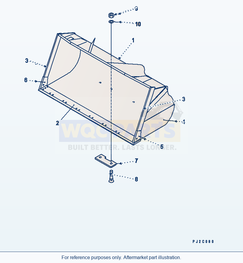 Komatsu WA500-3 Coal Bucket (8.0m³) (8.4m³, With Bolt On Edge) parts diagram