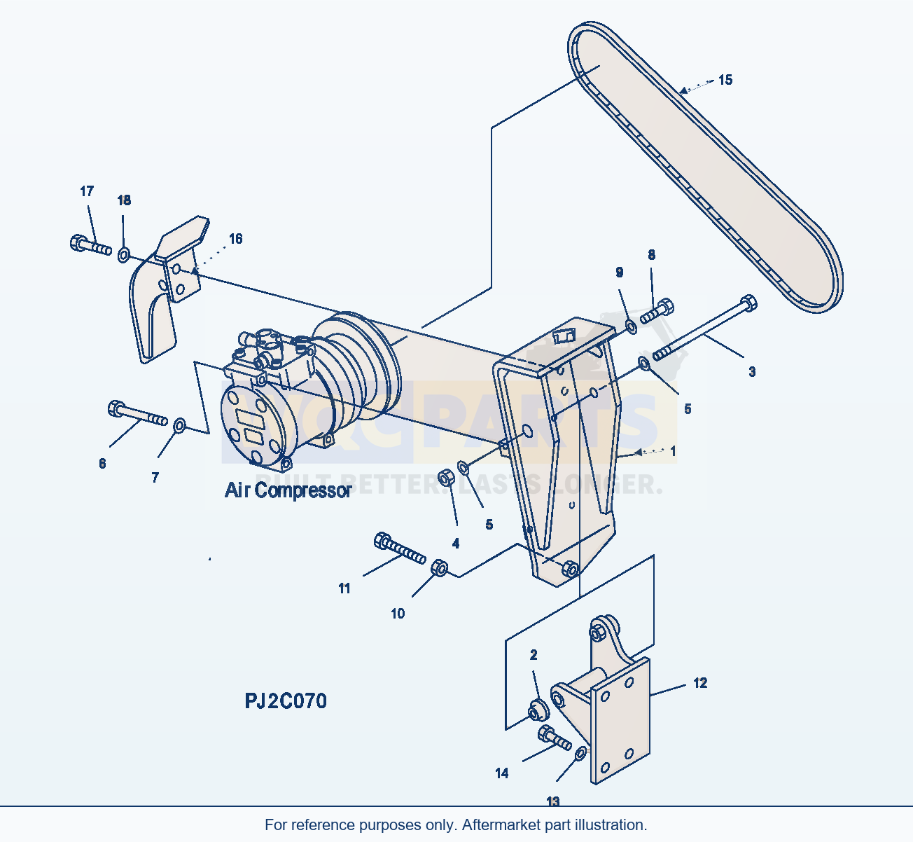 Komatsu WA500-3H Air Conditioner (Compressor Mounting) parts diagram