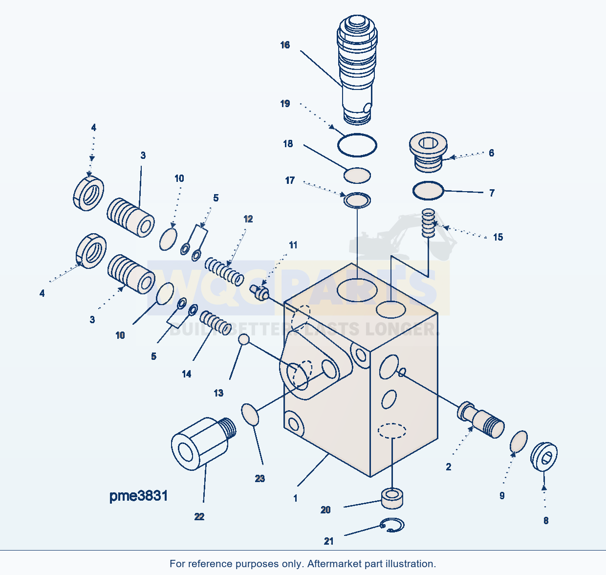 Komatsu WA500-3H Brake Control (Accumulator Charge Valve) parts diagram