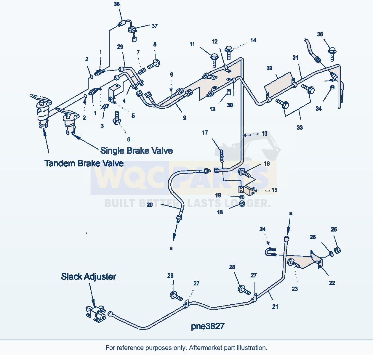 Komatsu WA500-3H Brake Control (Brake Valve To Slack Adjuster) parts diagram