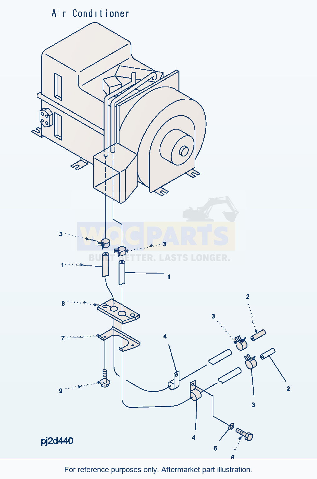 Komatsu WA500-3H Floor Frame (Air Conditioner - Heater Piping) parts diagram