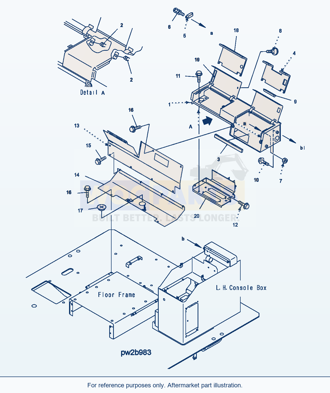 Komatsu WA500-3H Floor Frame (Rear Console Box) parts diagram