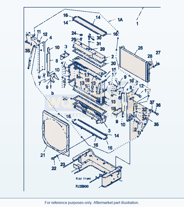 Komatsu WA500-3H Radiator (And Mounting) parts diagram