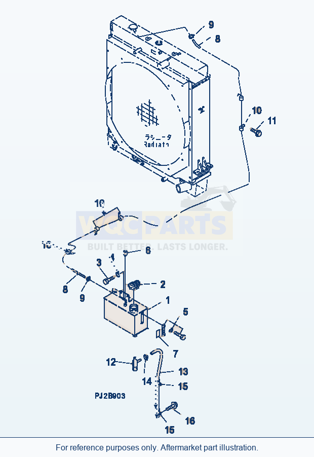 Komatsu WA500-3H Radiator (Sub Tank) parts diagram