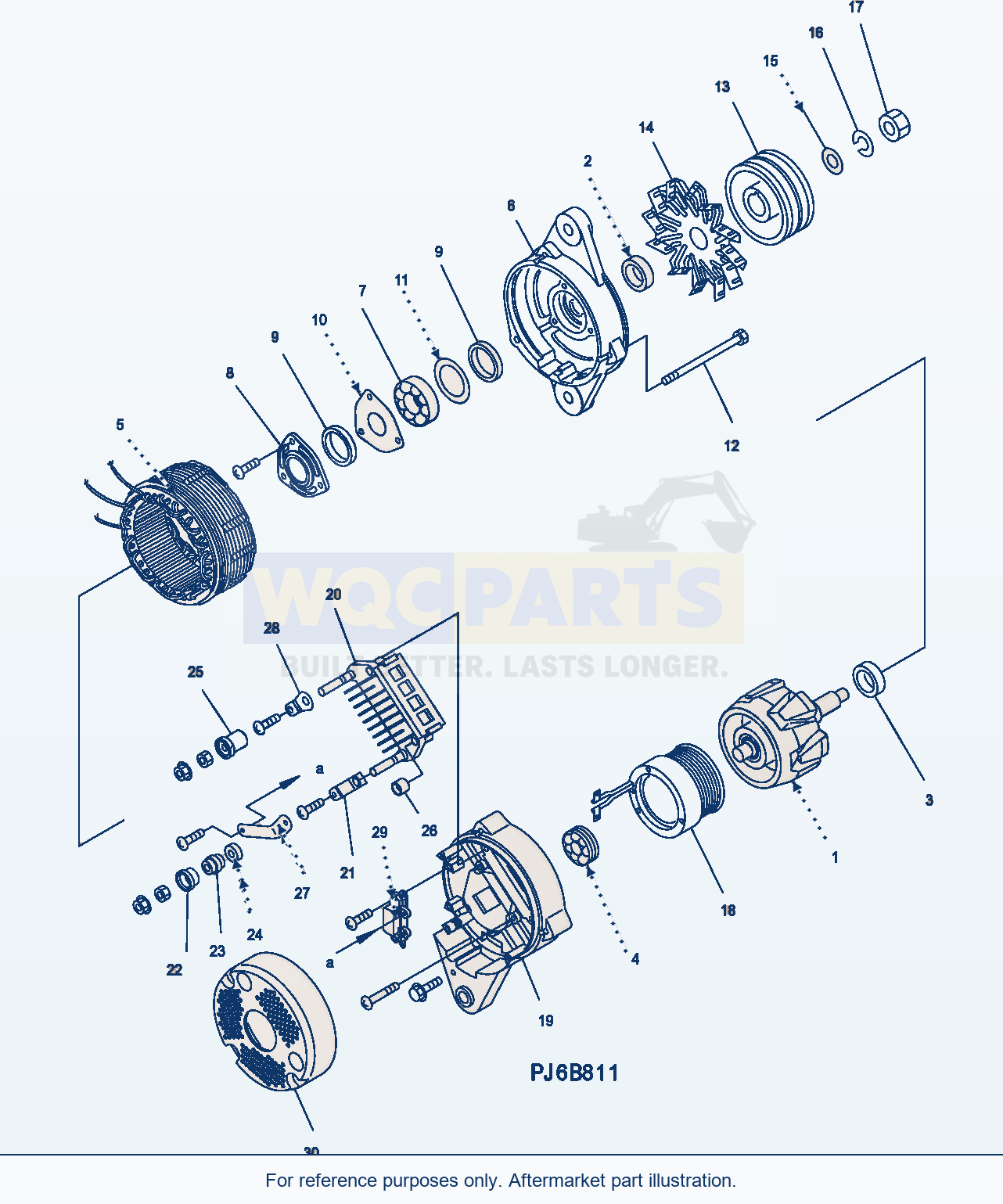 Komatsu WA500-3H Alternator (50A) (Inner Parts) parts diagram