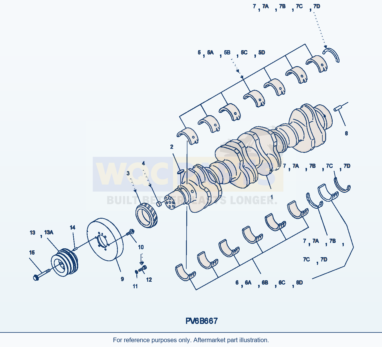 Komatsu WA500-3H Crankshaft (Pulley) (Viration Damper) parts diagram
