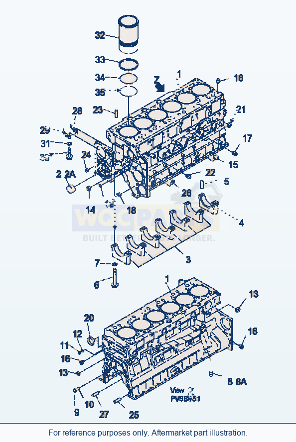 Komatsu WA500-3H Cylinder Block parts diagram