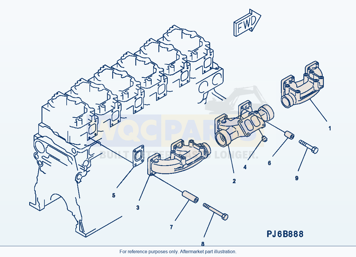 Komatsu WA500-3H Exhaust Manifold parts diagram