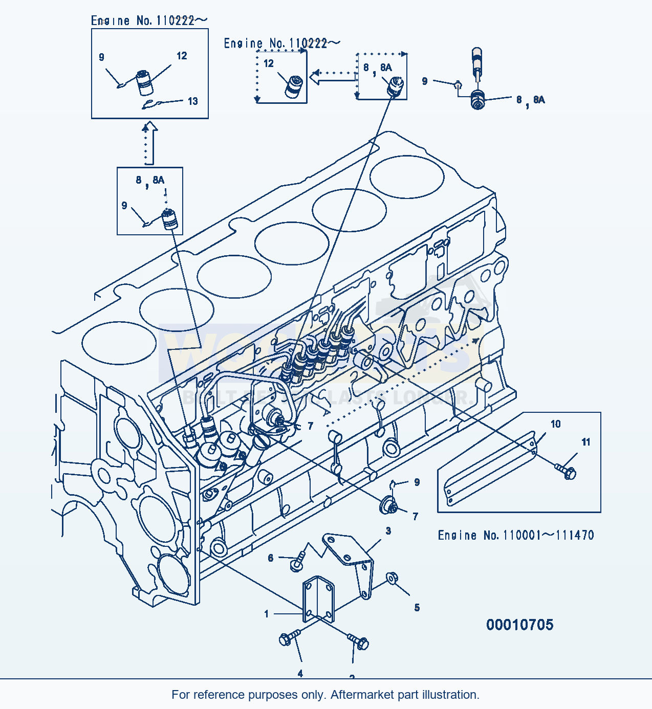 Komatsu WA500-3H Fuel Supply Pump (Bracket Cover) parts diagram